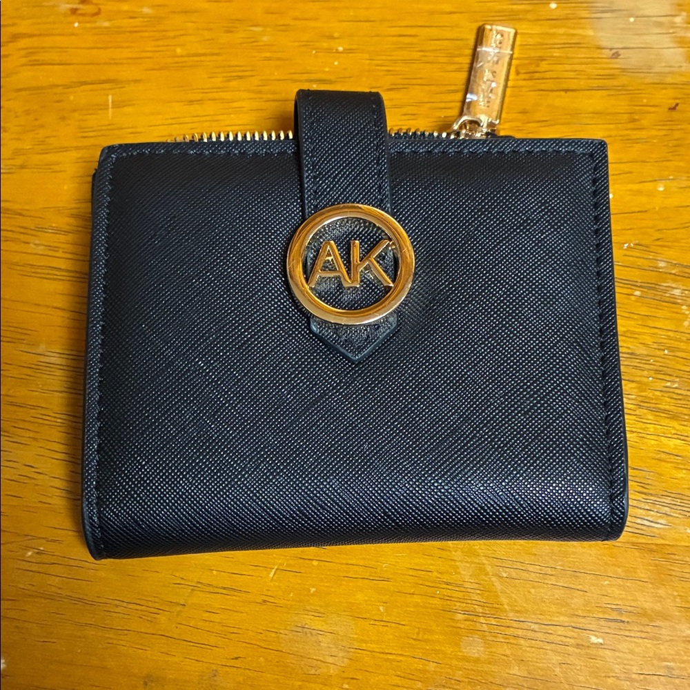Anne Klein Black Wallet with Gold Accents